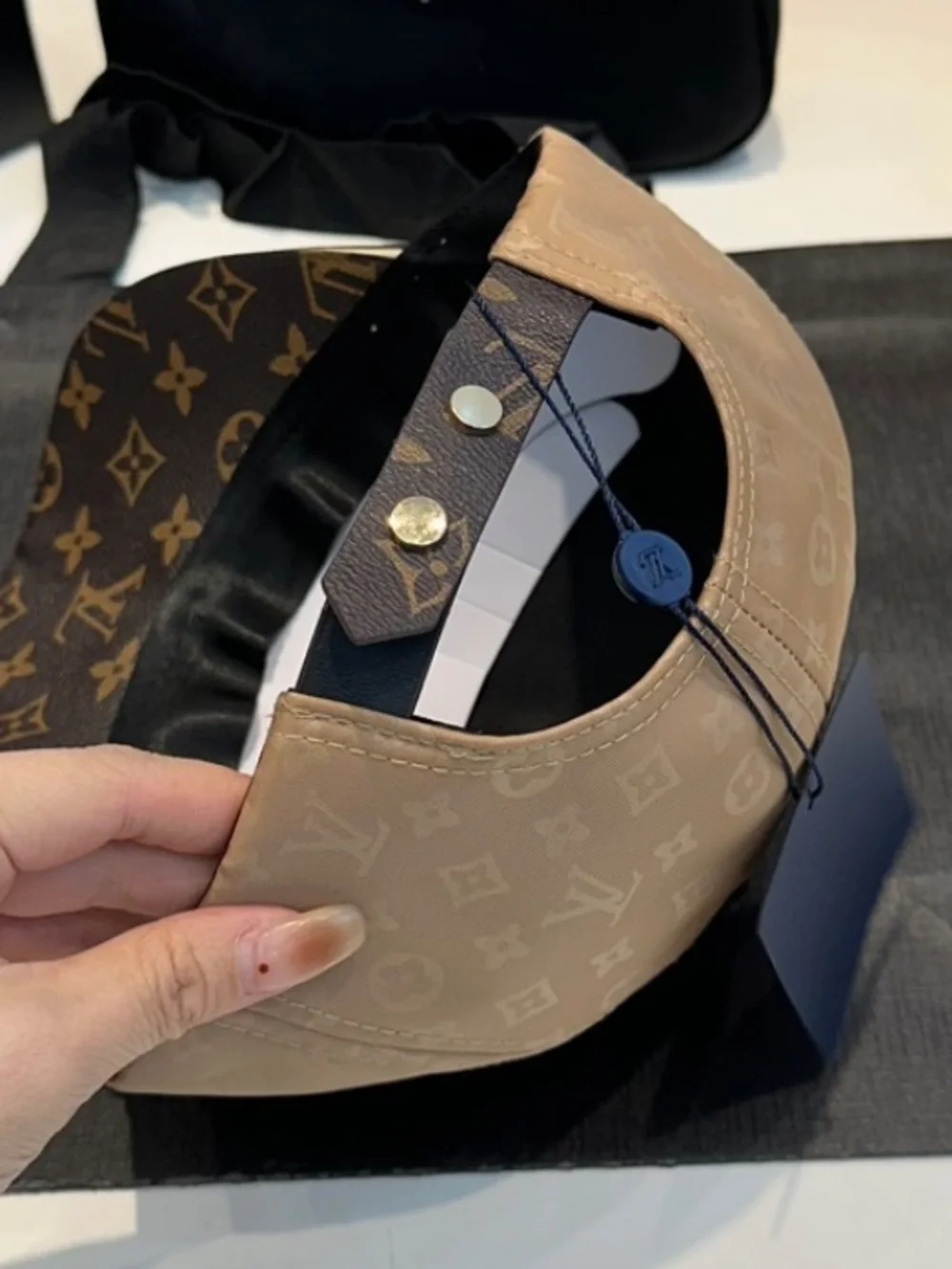 Louis. Vuitton. Get Ready Beige and Brown Signature Monogram Hat Cap